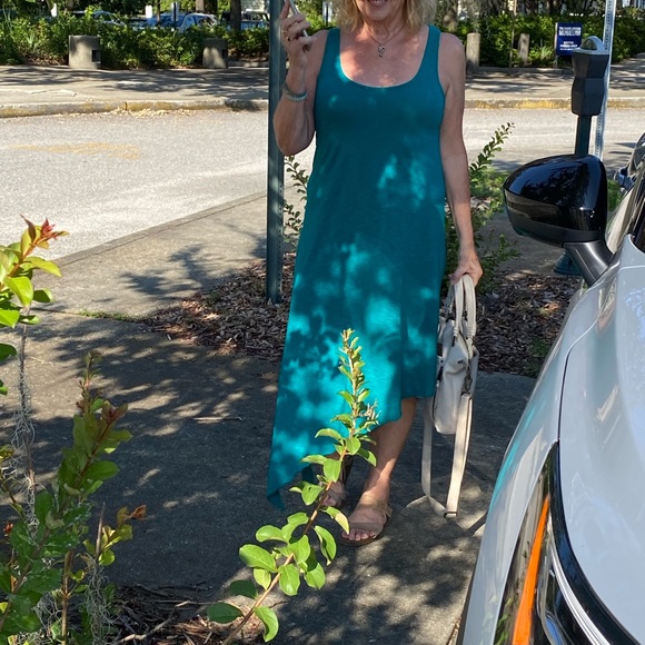 Anthropologie's Lillla P Caribbean Green Asymmetrical Hem Dress w Side Tie XS - Picture 10 of 10